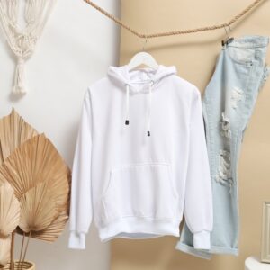 white zip up jacket hanging on brown wooden clothes hanger